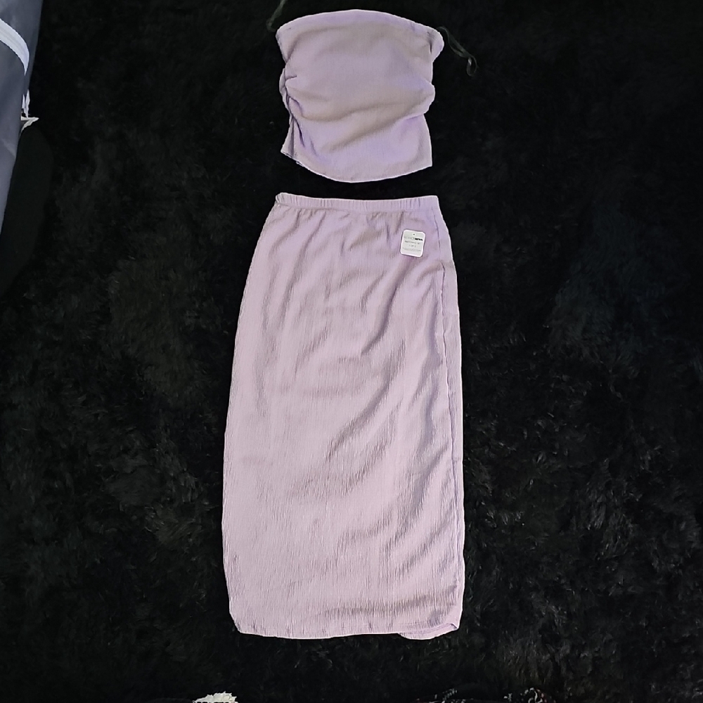 Lavender Two-Piece Tube Top and Skirt Set